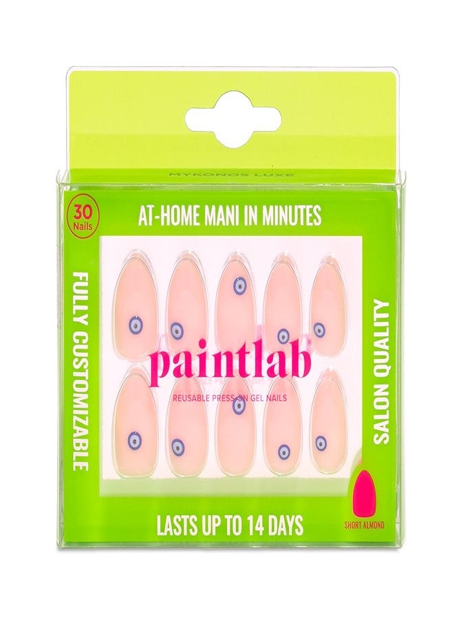 PaintLab Press-On Nails Manicure Kit, Mykonos Luxe, 30-Piece Set, Long-Lasting Fake Nails with Glue, File, Prep Pad & Cuticle Stick - Image 2